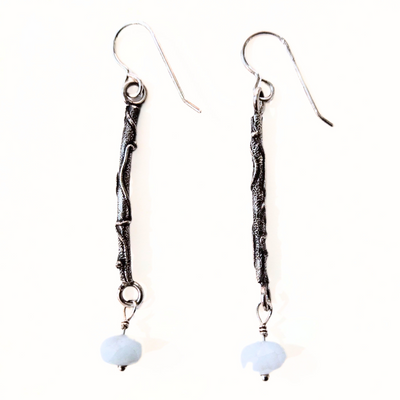 JSD-1023 Sterling Silver Branch Earrings with Aquamarine