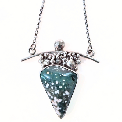 JEM-072 Ocean Jasper w/Bubbles Pendant SS