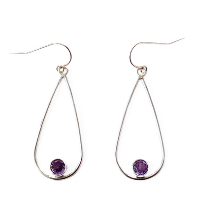 DS-409 Sterling Drop Earring with Alexandrite Gem Stone