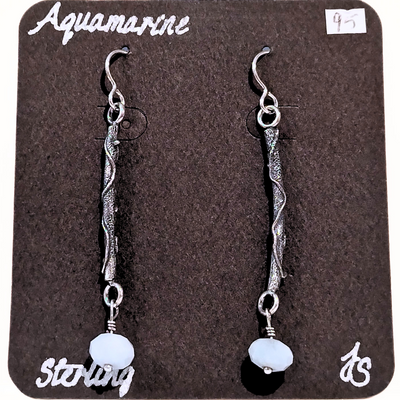 JSD-1023 Sterling Silver Branch Earrings with Aquamarine