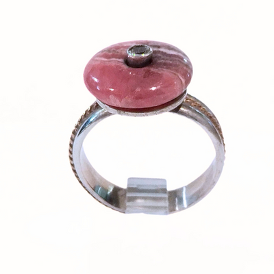 SM-332 Rhodocrosite/ Danburite SS/14K Rose Gold Spinner Ring