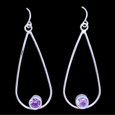 DS-409 Sterling Drop Earring with Alexandrite Gem Stone