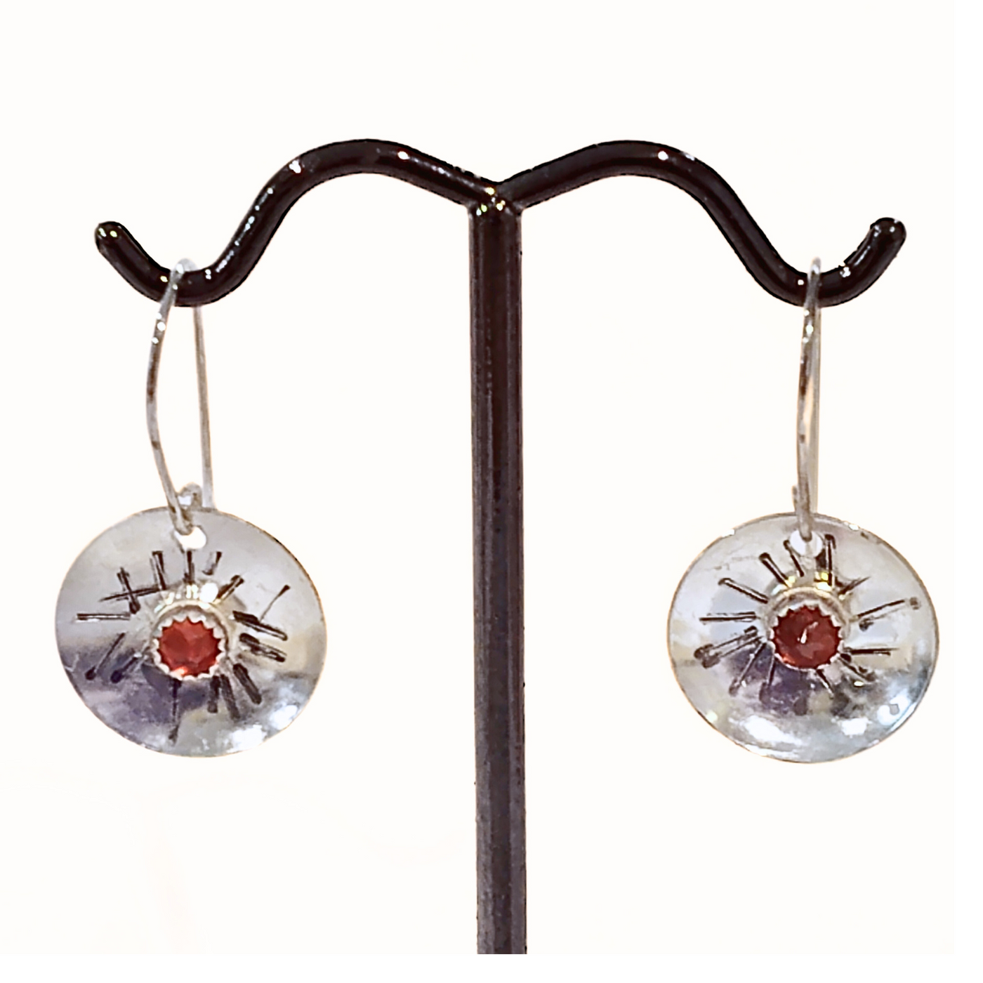 JEM-093 Carnelian Sun Earrings Sterling