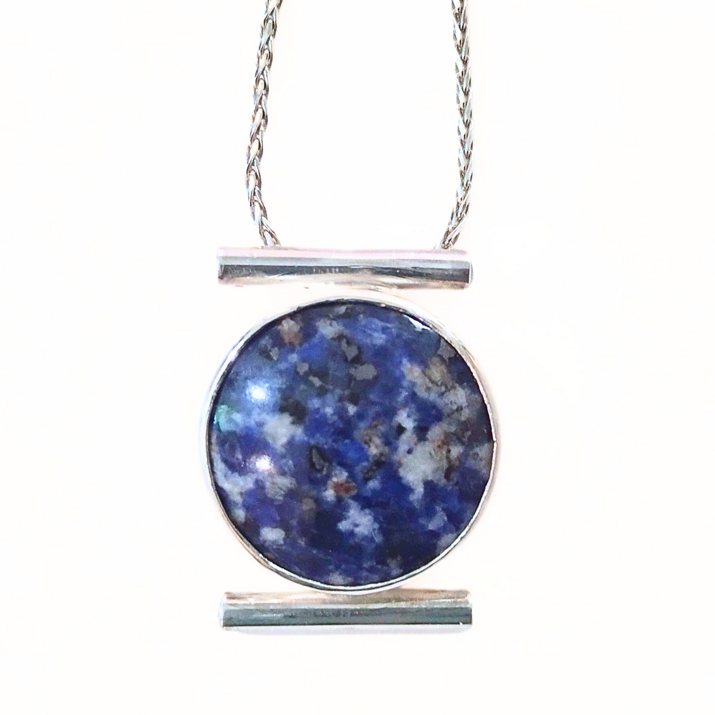 DJT-024 SS Sodalite w/ CZs Necklace