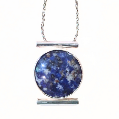 DJT-024 SS Sodalite w/ CZs Necklace