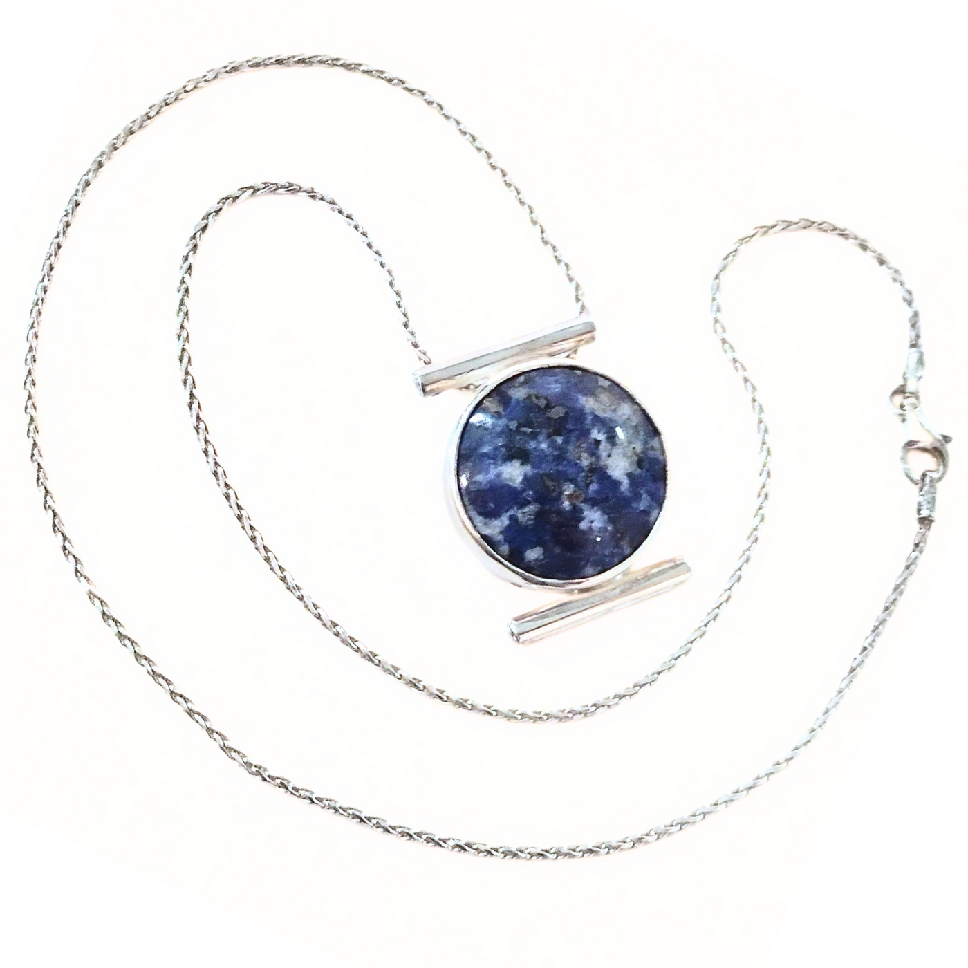 DJT-024 SS Sodalite w/ CZs Necklace