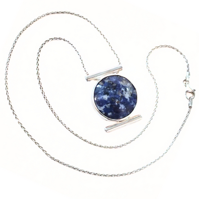 DJT-024 SS Sodalite w/ CZs Necklace
