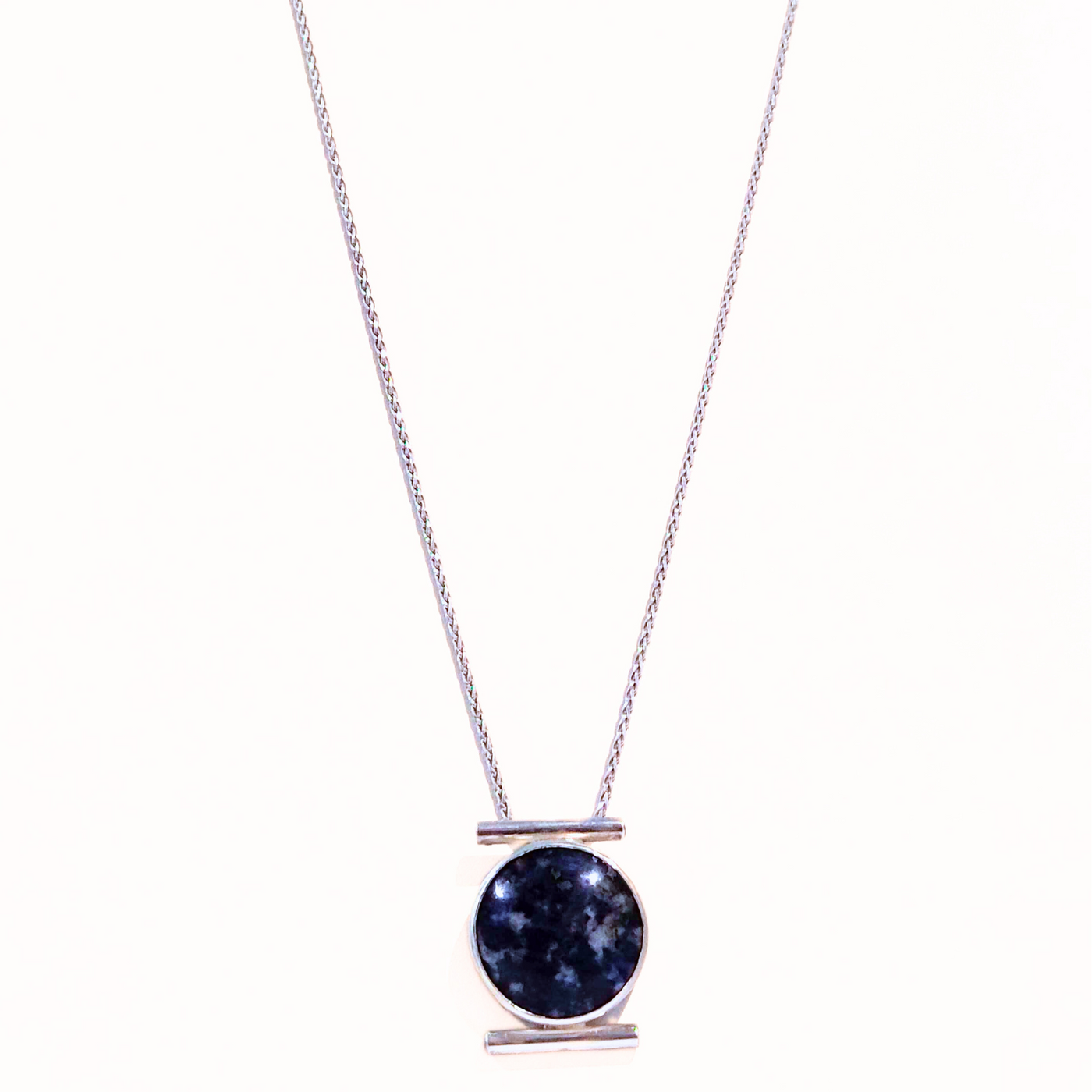 DJT-024 SS Sodalite w/ CZs Necklace