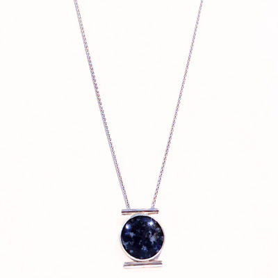 DJT-024 SS Sodalite w/ CZs Necklace