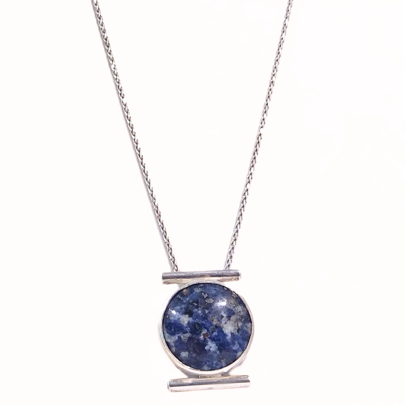 DJT-024 SS Sodalite w/ CZs Necklace