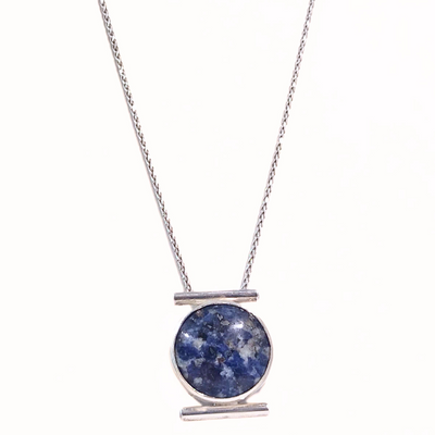 DJT-024 SS Sodalite w/ CZs Necklace