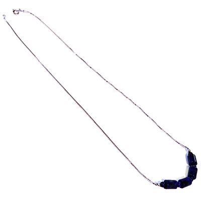 SM-346 Lapis Barrel Beaded Necklace