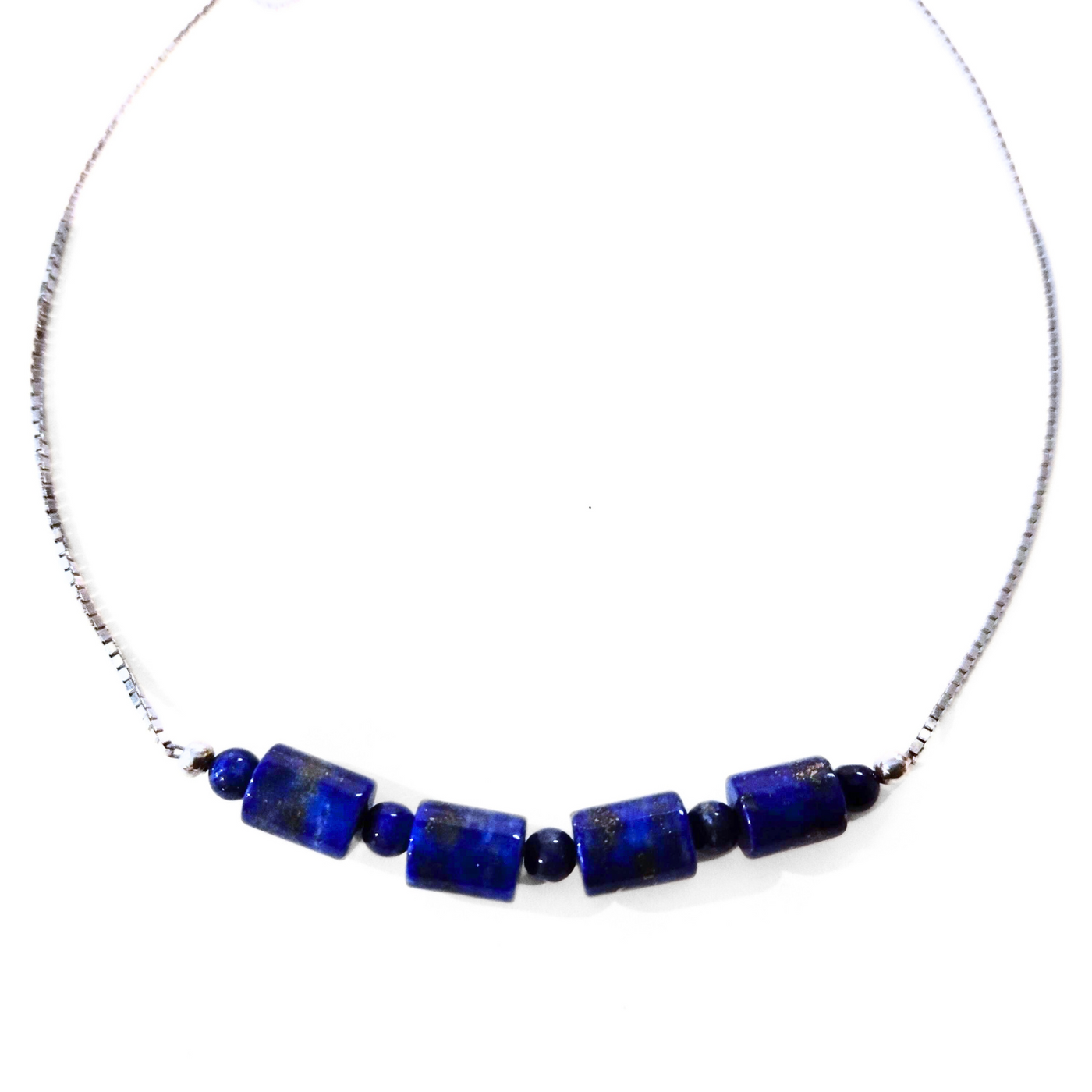 SM-346 Lapis Barrel Beaded Necklace