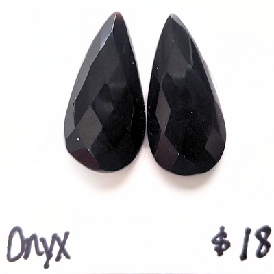 ONX-1000 Black Onyx Rose Cut Pair