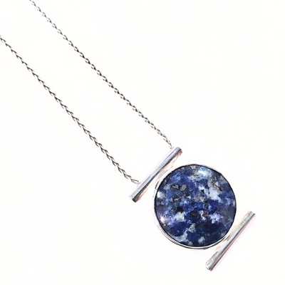 DJT-024 SS Sodalite w/ CZs Necklace