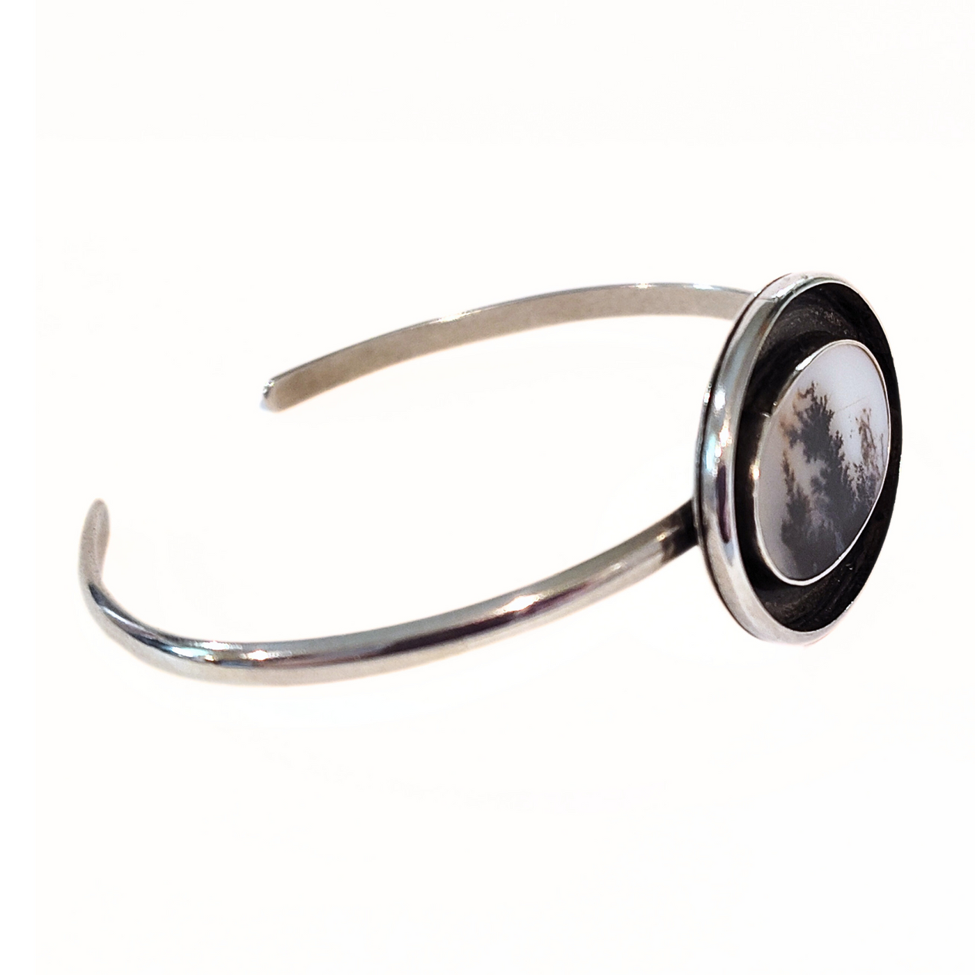 JES-008 Dendritic Agate Cuff Sterling