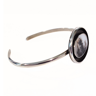 JES-008 Dendritic Agate Cuff Sterling