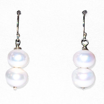 VC-041 SS Double FW Pearl Earrings