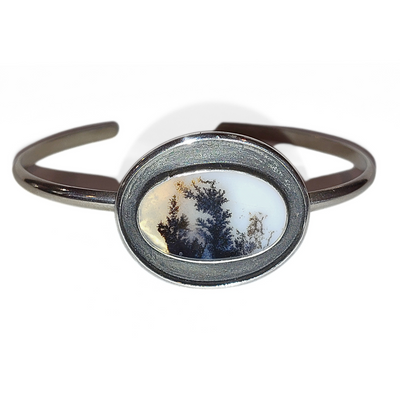 JES-008 Dendritic Agate Cuff Sterling