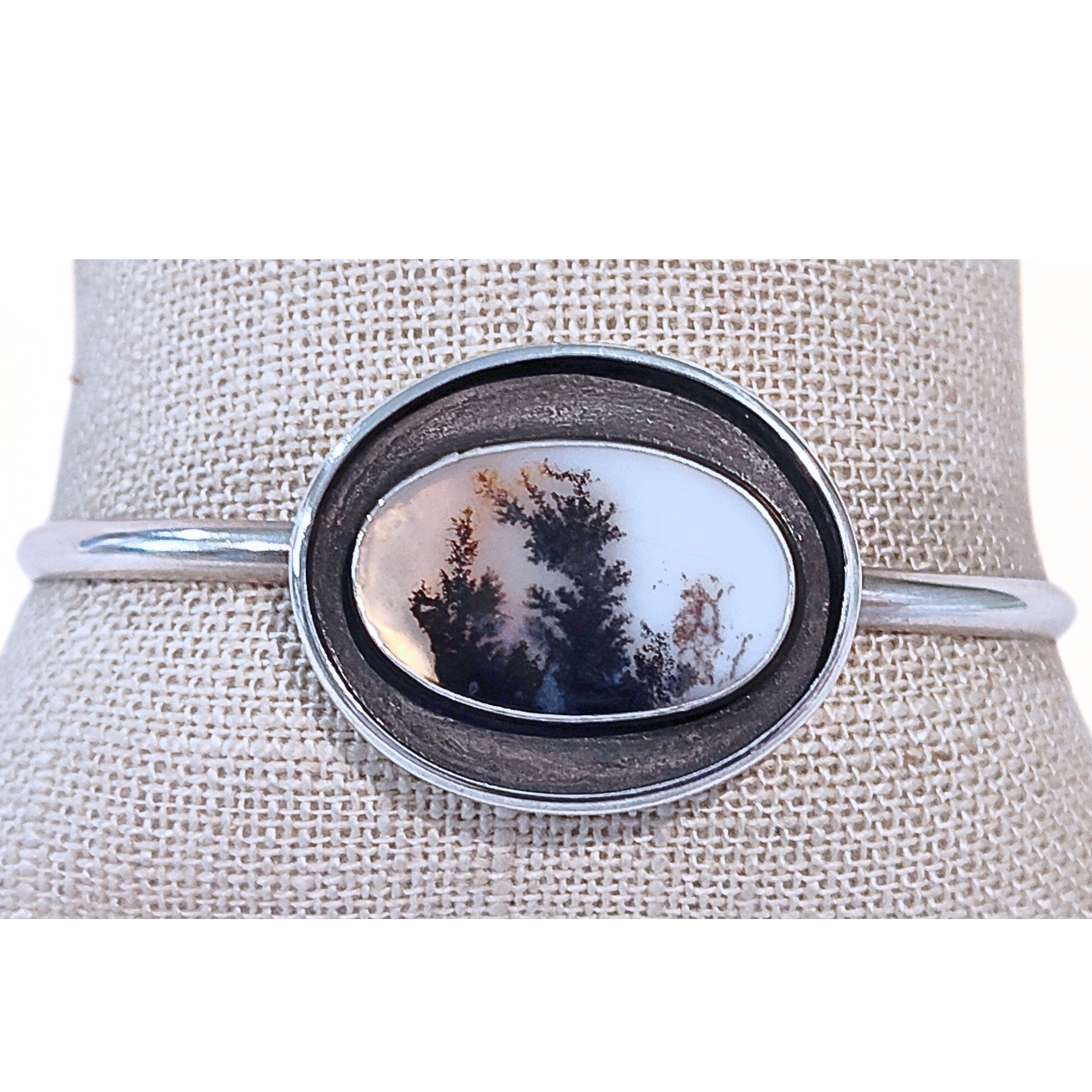 JES-008 Dendritic Agate Cuff Sterling
