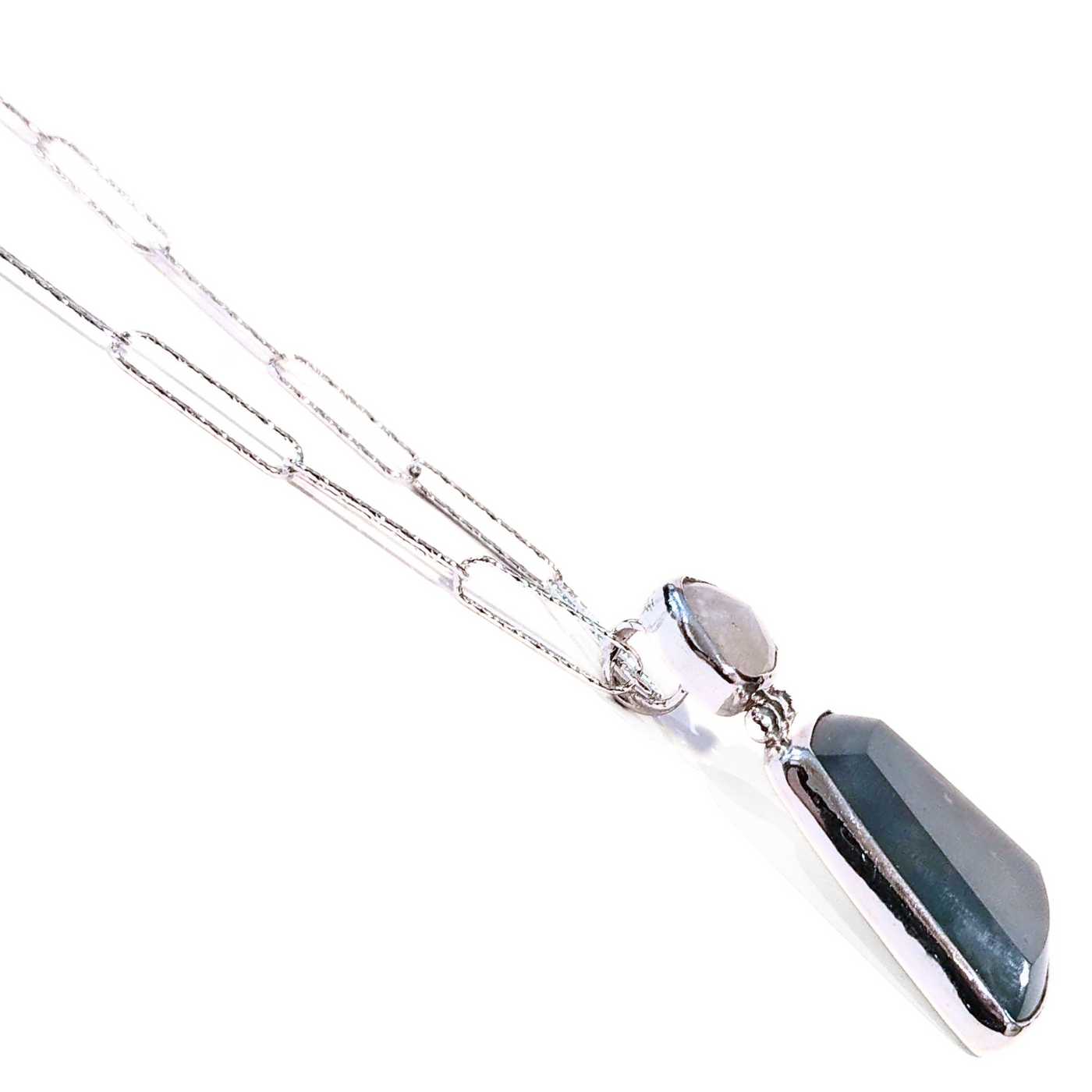 VC-104 Aquaprase and Moonstone Necklace Sterling/ Fine