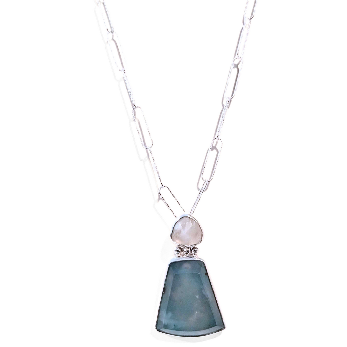 VC-104 Aquaprase and Moonstone Necklace Sterling/ Fine