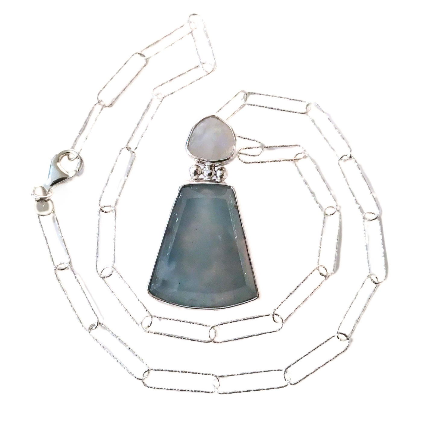 VC-104 Aquaprase and Moonstone Necklace Sterling/ Fine