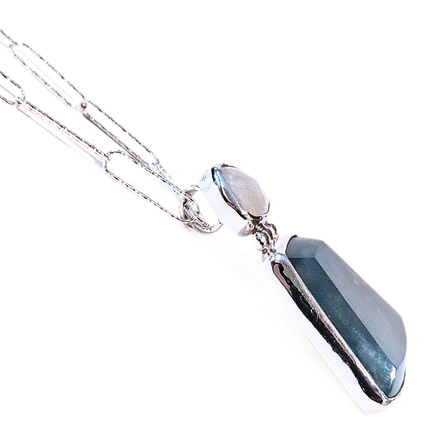 VC-104 Aquaprase and Moonstone Necklace Sterling/ Fine