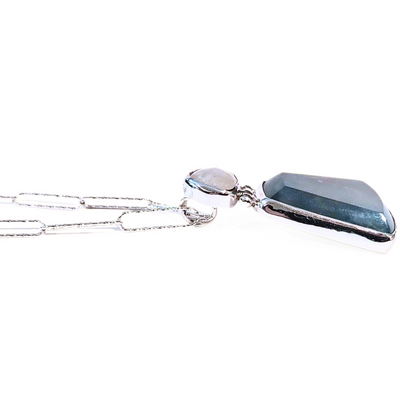 VC-104 Aquaprase and Moonstone Necklace Sterling/ Fine