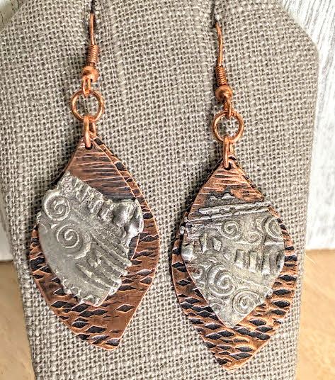LEE-051 Hammered Solder Printed Earring