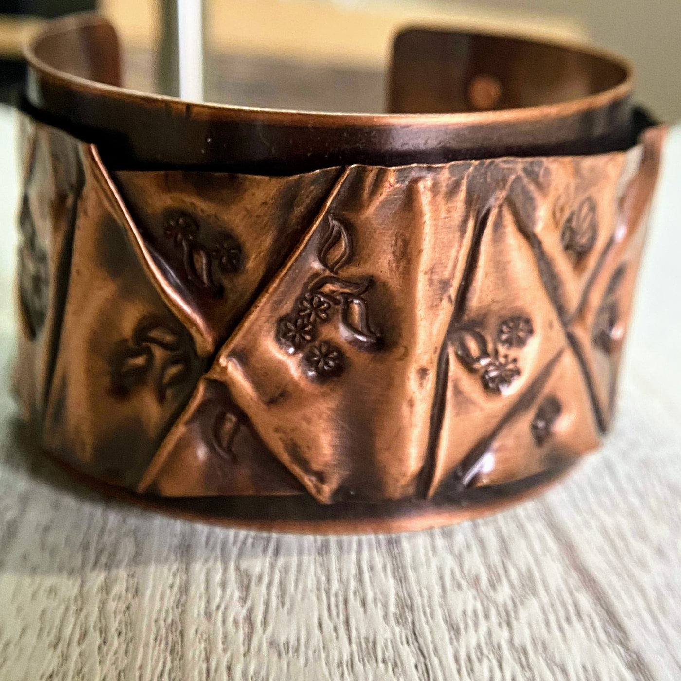 LEE-001 Copper Fold Formed Stamped Cuff Bracelet