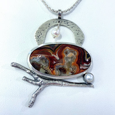 DS-107 Laguna Agate/Pearls Necklace