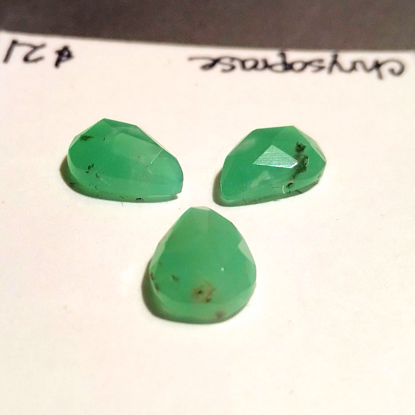 CRY-1000 Chrysoprase Rose Cut Trio