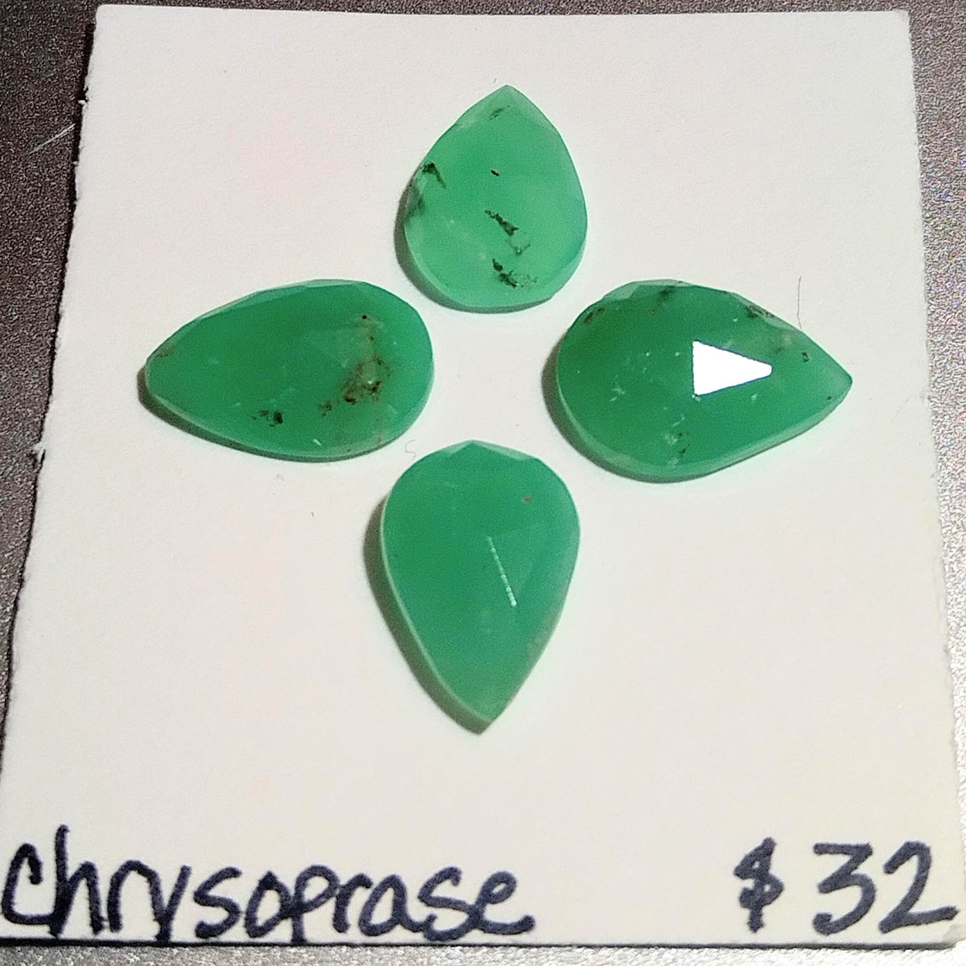 CRY-1001 Chrysoprase Rose Cut Quartet