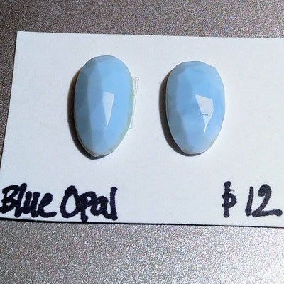 BLO-1000 Blue Opal Rose Cut Pair