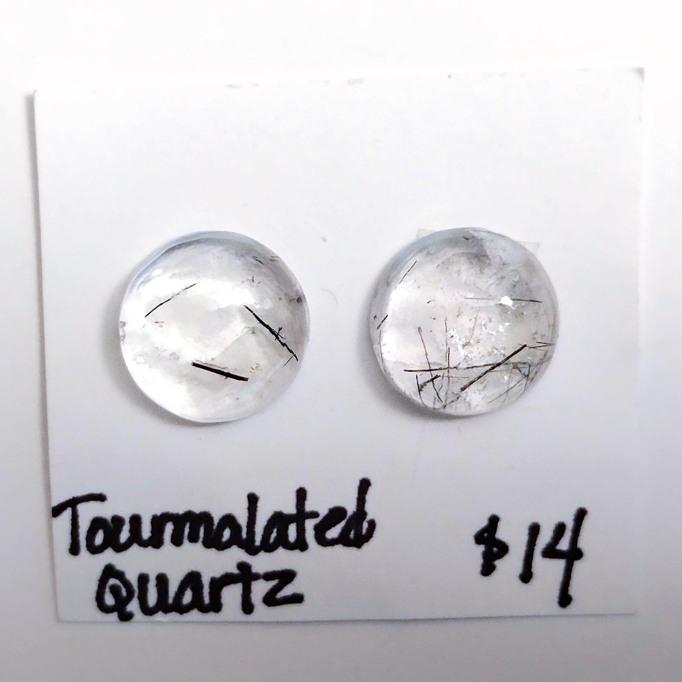 TUQ-1001 Tourmalinated Quartz Cabochon Pair