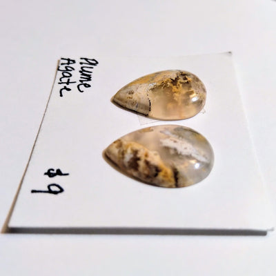 PLA-1001 Plume Agate Cab Pair