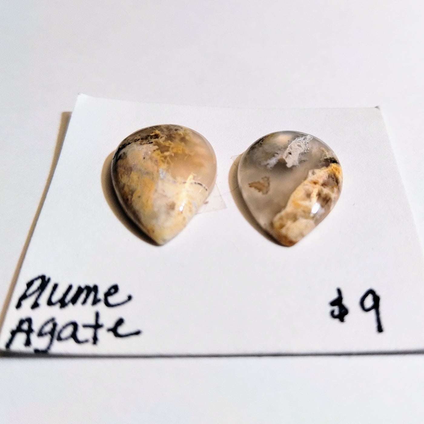 PLA-1001 Plume Agate Cab Pair