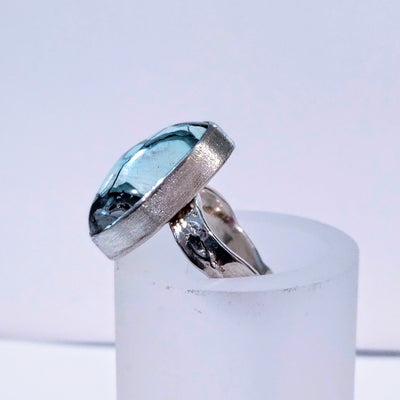 VC-077 - Mystic Sage W/ Wave Band Ring Fine Silver Size 7