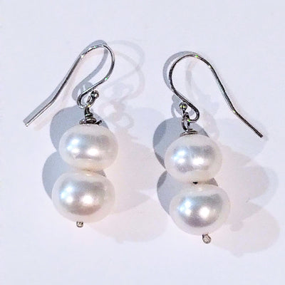 VC-041 SS Double FW Pearl Earrings