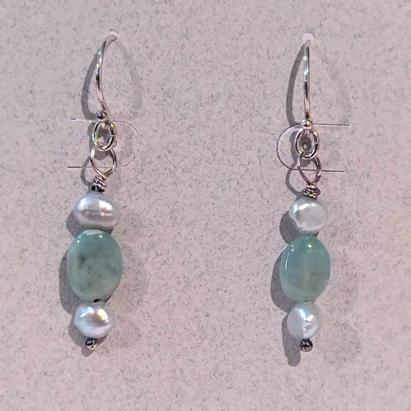 VC-084 Aquaprase and Fresh Water Pearl Earring SS