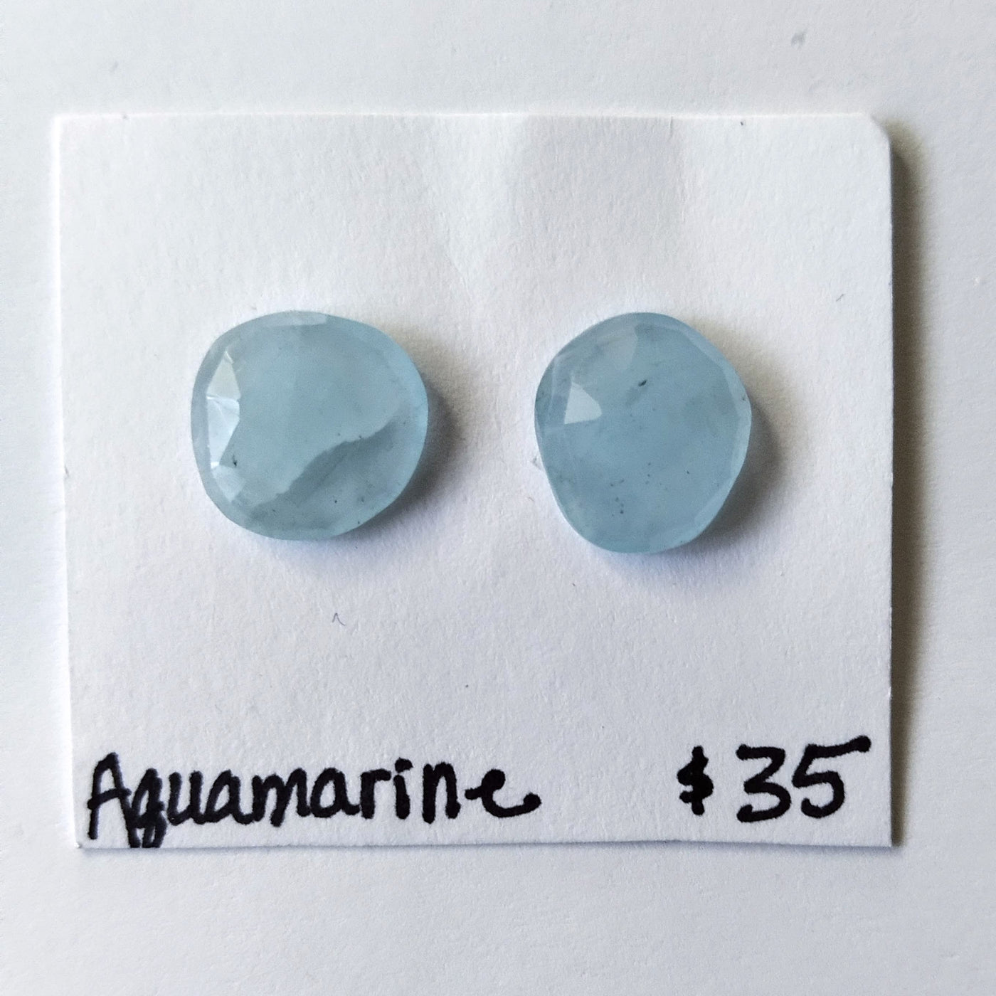 AQA-1003 Aquamarine Rose Cut Pair