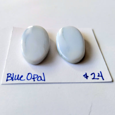 BLO-1002 Blue Opal Cabochon Pair