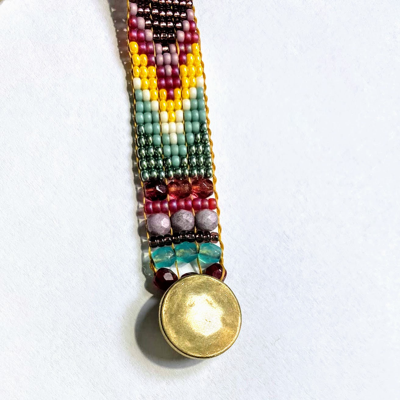 JEM-013 Burgundy/Yellow Beaded Bracelet