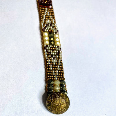 JEM-052 Red/Silver/Bronze Beaded Bracelet
