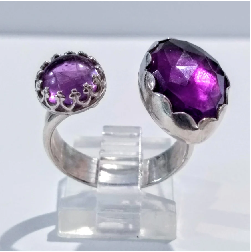 SM-195 Amethyst Oval/Round Split Ring