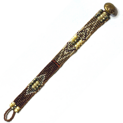 JEM-052 Red/Silver/Bronze Beaded Bracelet